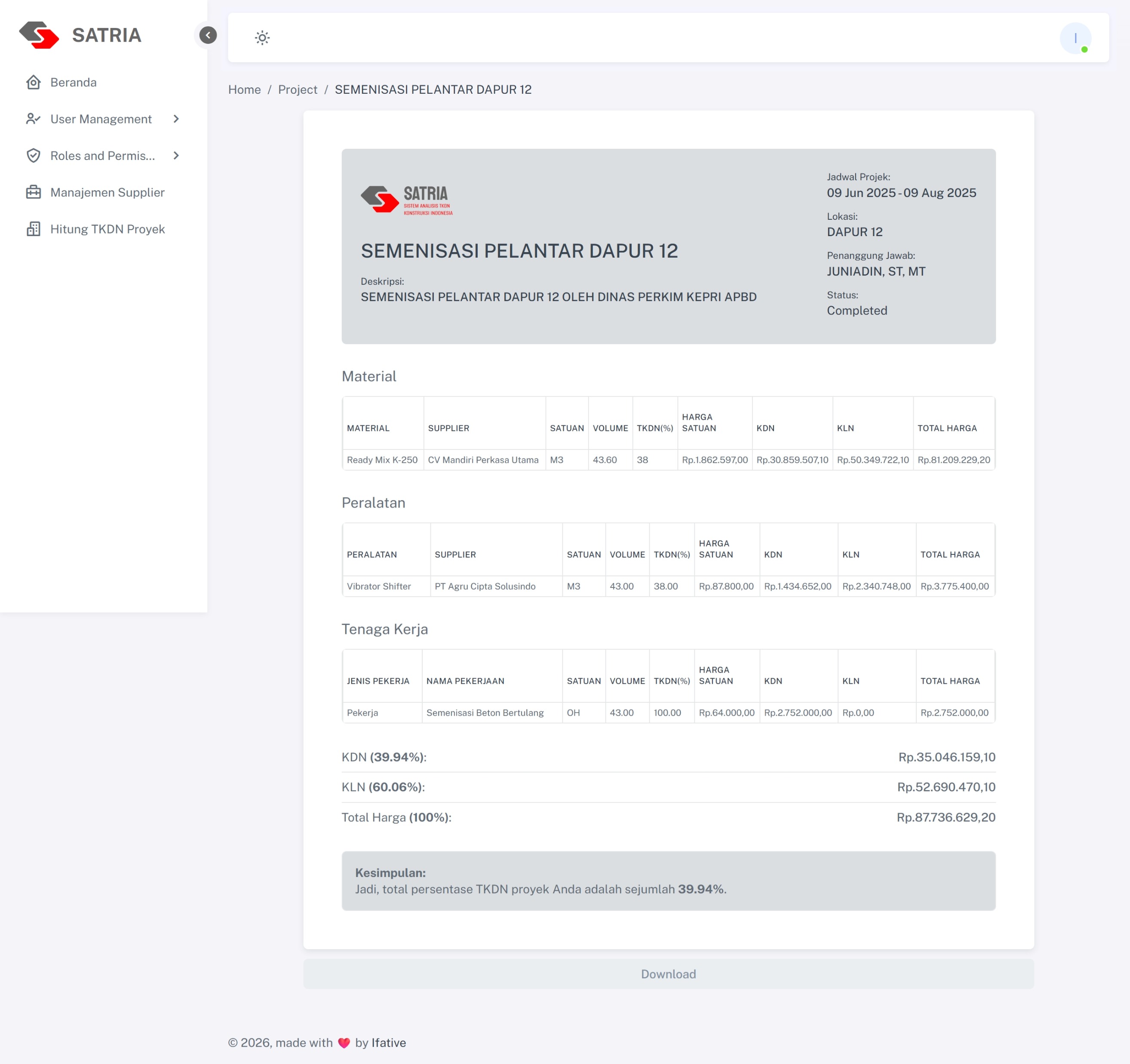 Aplikasi SI TKDN - Sultan Consultant